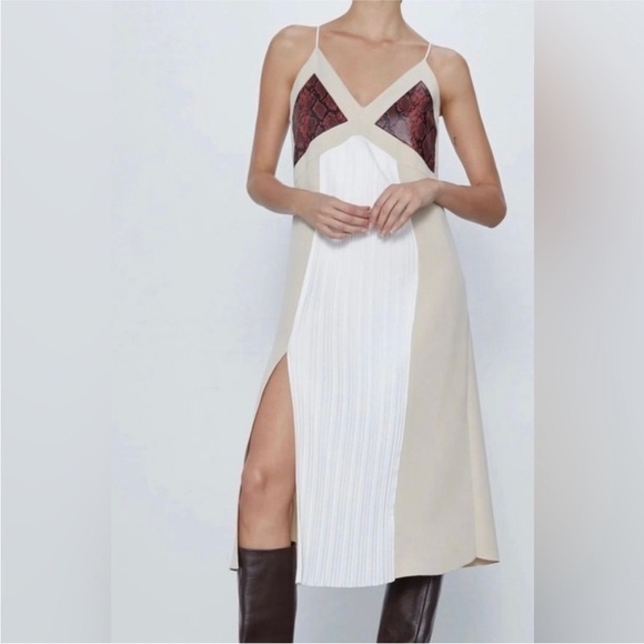Zara mixed midi dress size S - Picture 1 of 14